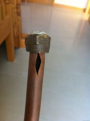 Example of frost damaged pipe