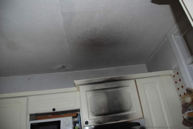 Ceiling above oven fire