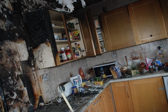 Chip pan fire claim - kitchen destroyed by fire