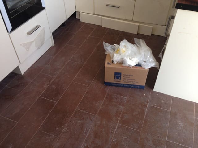 new kitchen floor after fire damage