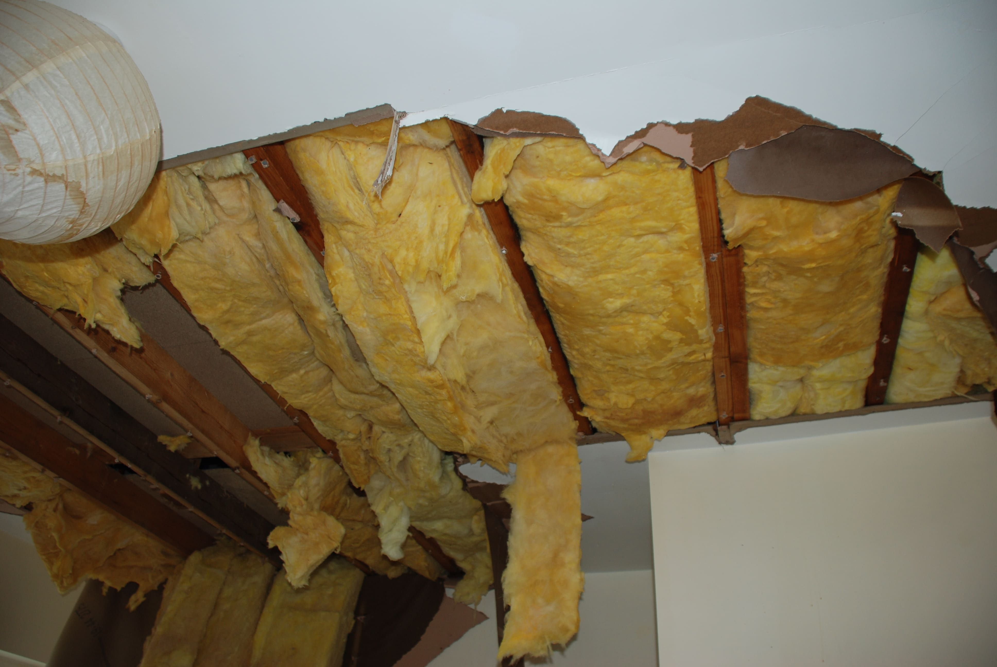 Attic Tank Leak - Burst tank in attic causes major damage 1 Attic tank leak brings down ceiling