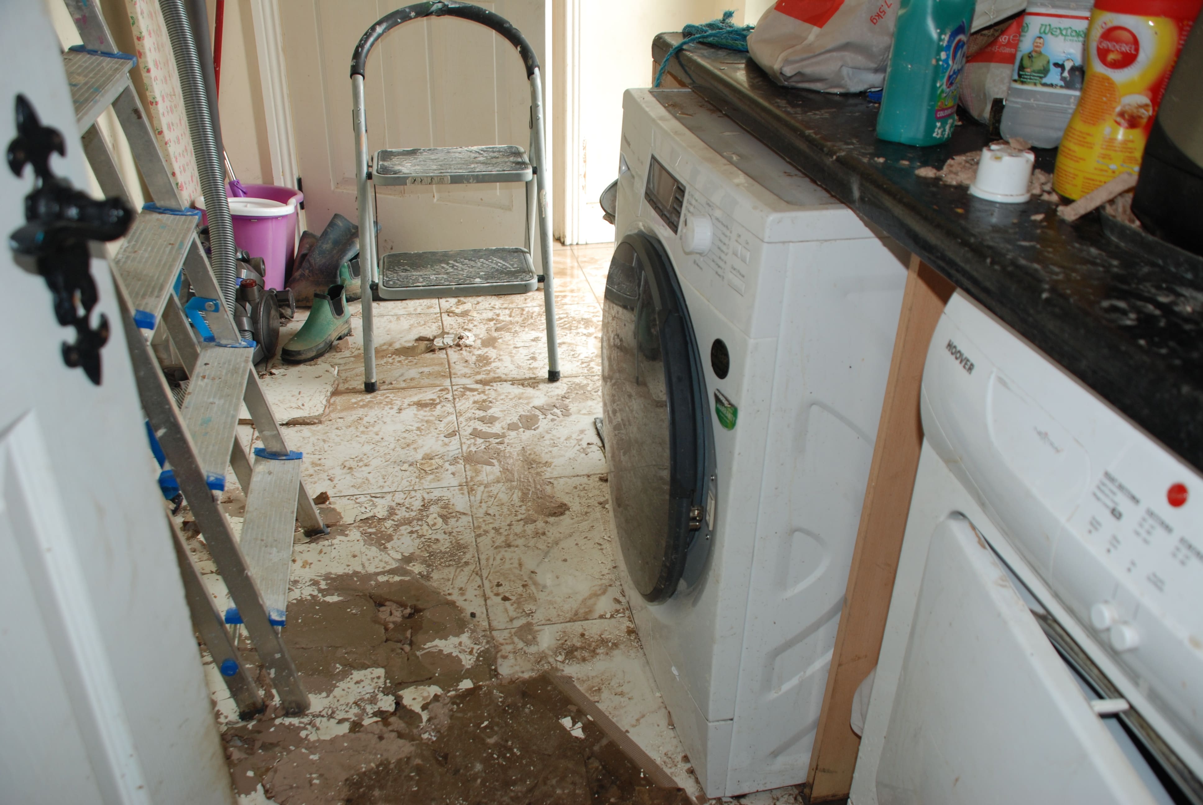 Attic Tank Leak - Burst tank in attic causes major damage 6 utility room after attic tank leak