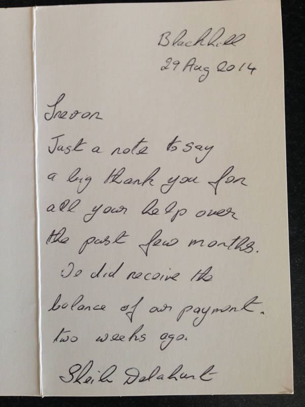 Thank you for help - Sheila 1 Thank you note Sheila Delahunt