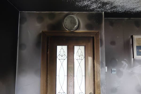 Smoke damage to kitchen door