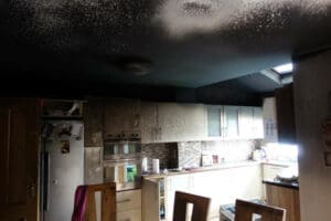 Blackened Kitchen from fire on stove