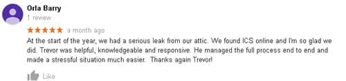 Googlw review attic water leak