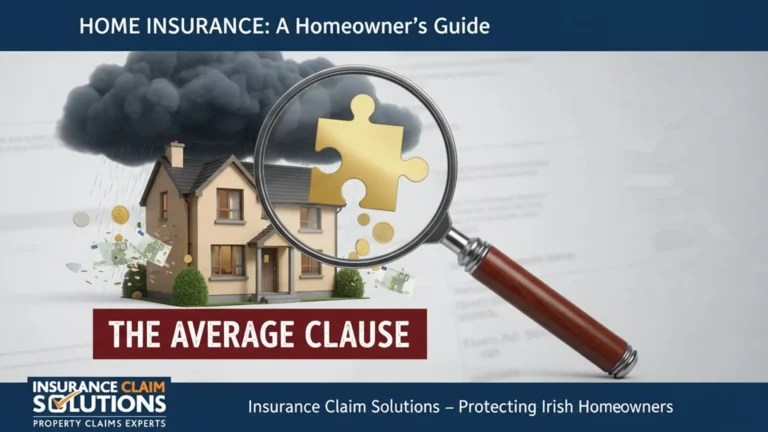 An informational graphic about HOME INSURANCE: A Homeowner’s Guide featuring a house | The Average Clause in Home Insurance: A Homeowner's Guide to Underinsurance in Ireland