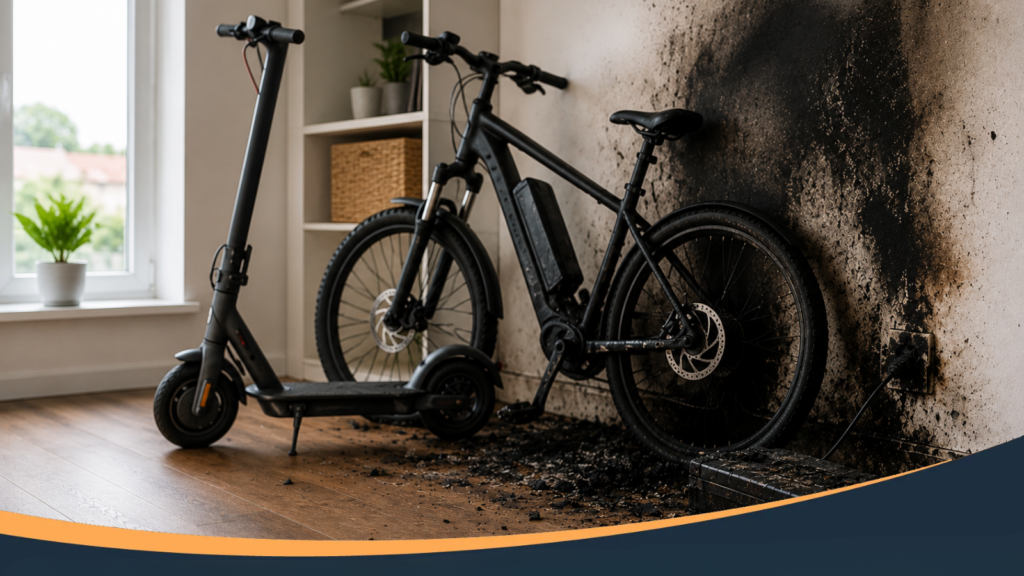 E-Bike or E-Scooter Battery Fire? What Your Home Insurance Claim Actually Covers 1 E-Bike or E-Scooter Battery Fire?